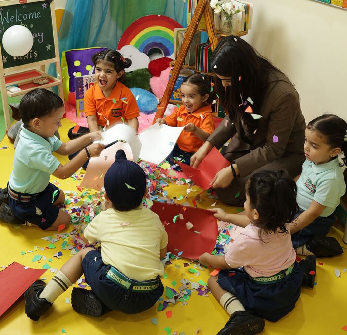 Children at playschool activity